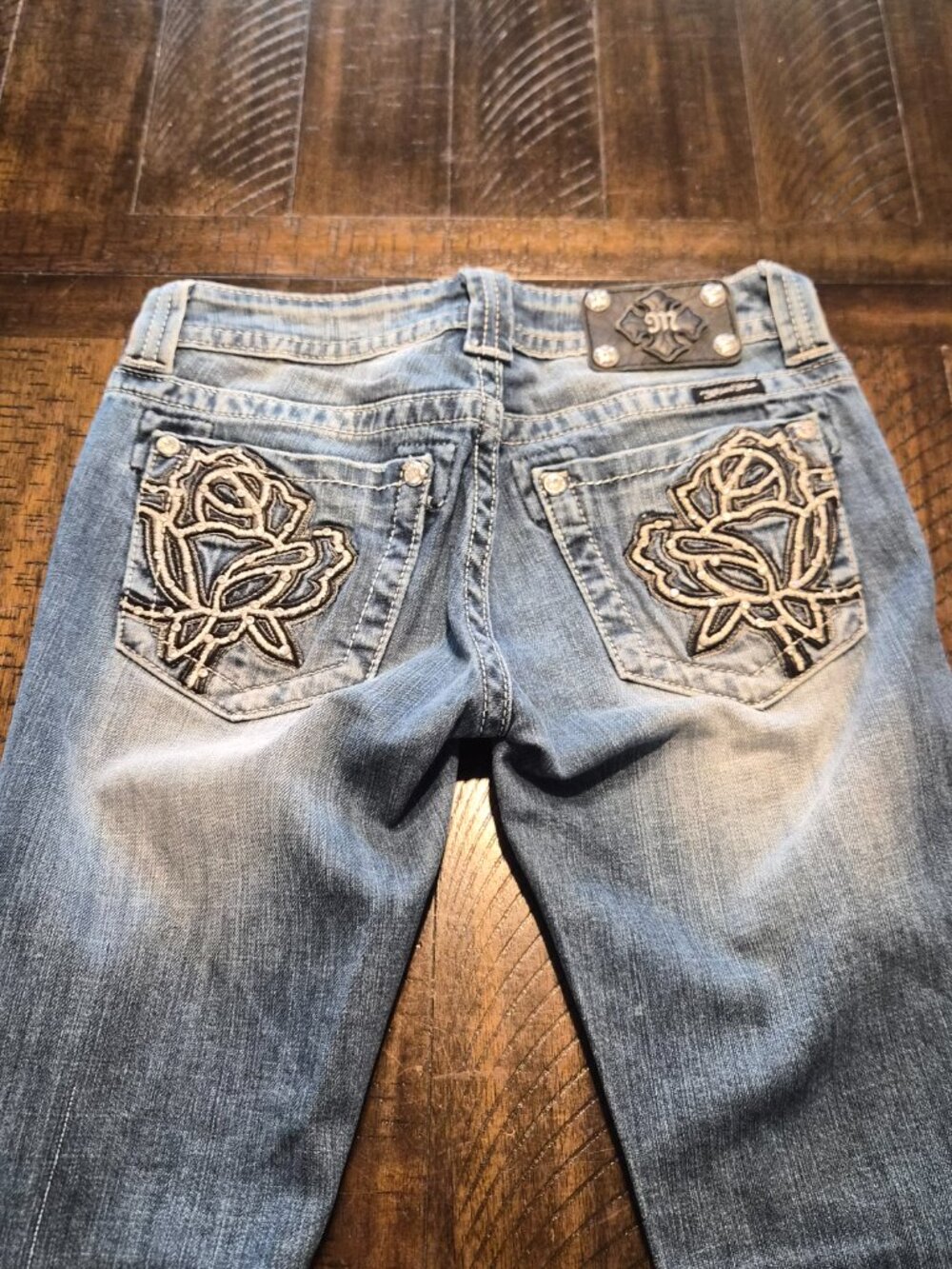 MISS ME Womens Jeans Boot Size 27 Blue Rose Floral Y2K Stretch JP6080B G872